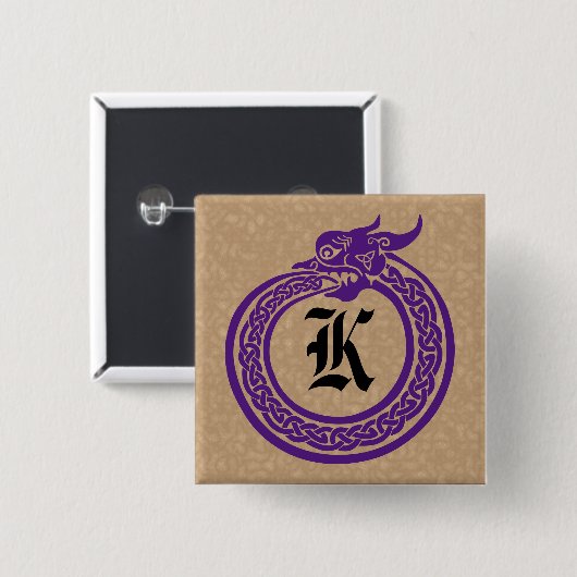 Custom Monogram Celtic Style Ouroboros Button (Vorne & Hinten)