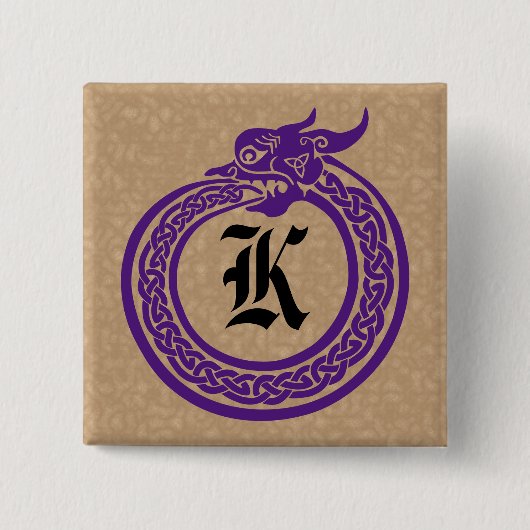 Custom Monogram Celtic Style Ouroboros Button (Vorderseite)