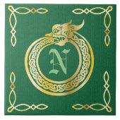 Custom Monogram Celtic Style Ouroboros Fliese (Vorderseite)