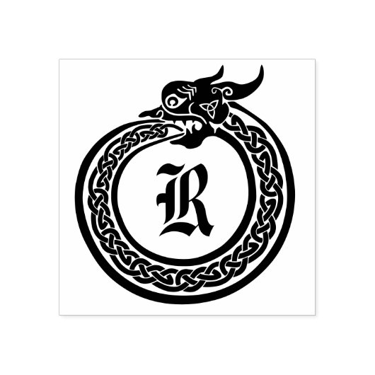 Custom Monogram Celtic Style Ouroboros Gummistempel (Prägung)