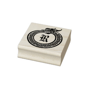 Custom Monogram Celtic Style Ouroboros Gummistempel