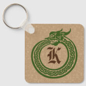 Custom Monogram Celtic Style Ouroboros Keychain Schlüsselanhänger (Vorderseite)