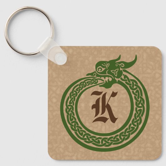 Custom Monogram Celtic Style Ouroboros Keychain Schlüsselanhänger (Vorderseite)