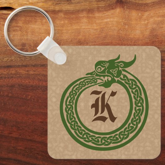 Custom Monogram Celtic Style Ouroboros Keychain Schlüsselanhänger (Vorderseite)