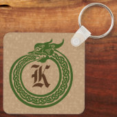 Custom Monogram Celtic Style Ouroboros Keychain Schlüsselanhänger (Rückseite)