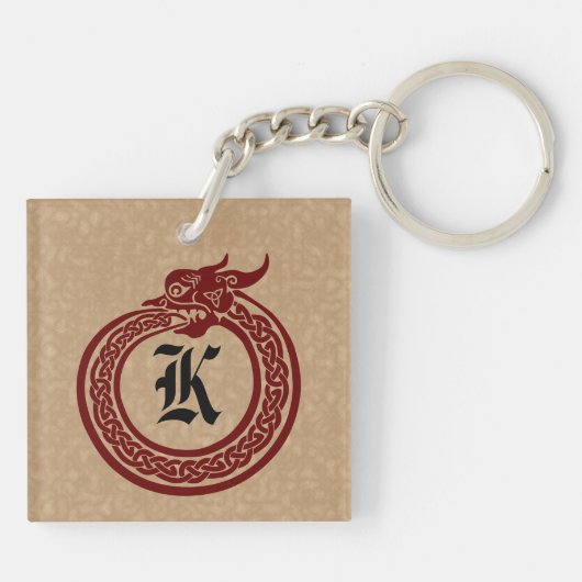 Custom Monogram Celtic Style Ouroboros Schlüsselanhänger (Rückseite)