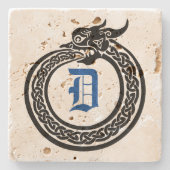 Custom Monogram Celtic Style Ouroboros Steinuntersetzer (Vorderseite)