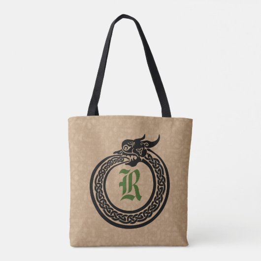 Custom Monogram Celtic Style Ouroboros Tasche (Rückseite)