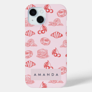 Custom Monogram Charming Girly Cherry Strawberry Case-Mate iPhone Hülle
