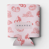 Custom Monogram Charming Girly Cherry Strawberry Dosenkühler (Rückseite)