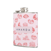 Custom Monogram Charming Girly Cherry Strawberry Flachmann (Links)