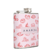 Custom Monogram Charming Girly Cherry Strawberry Flachmann (Rechts)