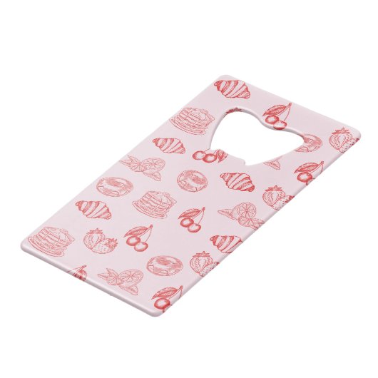 Custom Monogram Charming Girly Cherry Strawberry Geldbeutel Flaschenöffner (Rückseite Schrägansicht)