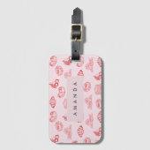 Custom Monogram Charming Girly Cherry Strawberry Gepäckanhänger (Vorderseite Vertikal)