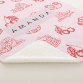 Custom Monogram Charming Girly Cherry Strawberry Sherpadecke (3/4)