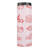 Custom Monogram Charming Girly Cherry Strawberry Thermosbecher (Rückseite)