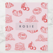 Custom Monogram Charming Girly Cherry Strawberry Weinetikett (Einzelnes Label)