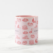 Custom Monogram Charming Girly Cherry Strawberry Zweifarbige Tasse (Mittel)