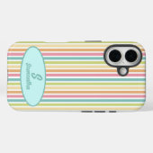 Custom Monogram Cheful Pastel Stripes Case-Mate iPhone Hülle (Rückseite (Horizontal))