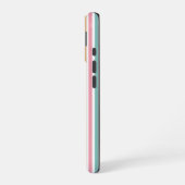 Custom Monogram Cheful Pastel Stripes iPhone 16 Hülle (Linke Seite)