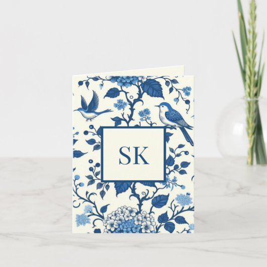 Custom Monogram Chinoiserie Blue und White (Vorderseite)