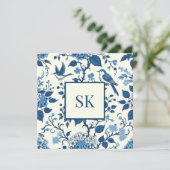 Custom Monogram Chinoiserie Blue und White (Stehend Vorderseite)
