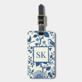 Custom Monogram Chinoiserie Blue und White Gepäckanhänger (Vorderseite vertikal)