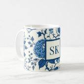Custom Monogram Chinoiserie Blue und White Kaffeetasse (Vorderseite Links)