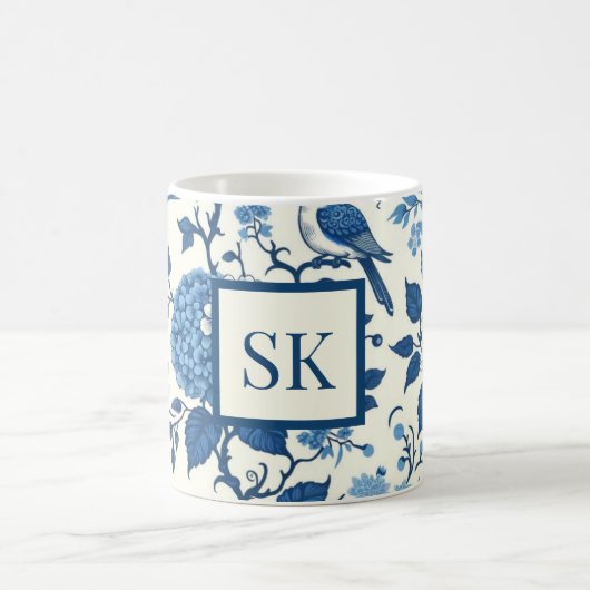 Custom Monogram Chinoiserie Blue und White Kaffeetasse (Mittel)