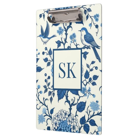 Custom Monogram Chinoiserie Blue und White Klemmbrett (Links)
