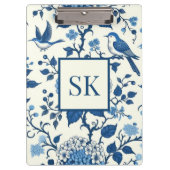 Custom Monogram Chinoiserie Blue und White Klemmbrett (Vorderseite)