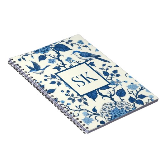 Custom Monogram Chinoiserie Blue und White Notizblock (Rechte Seite)