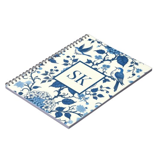 Custom Monogram Chinoiserie Blue und White Notizblock (Linke Seite)