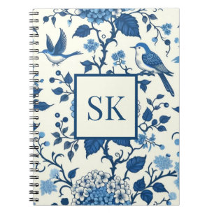 Custom Monogram Chinoiserie Blue und White Notizblock