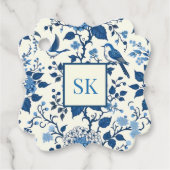 Custom Monogram Chinoiserie Chic, Hydrangeas Geschenkanhänger (Vorderseite)