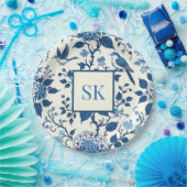 Custom Monogram Chinoiserie Chic, Hydrangeas Pappteller (Party)