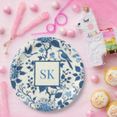 Custom Monogram Chinoiserie Chic, Hydrangeas Pappteller (Party)