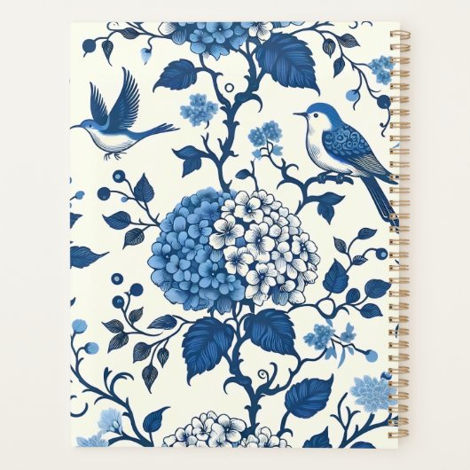 Custom Monogram Chinoiserie Chic, Hydrangeas Planer (Rückseite)