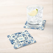 Custom Monogram Chinoiserie Chic, Hydrangeas Rechteckiger Pappuntersetzer (Vor Ort)