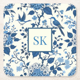 Custom Monogram Chinoiserie Chic, Hydrangeas Rechteckiger Pappuntersetzer