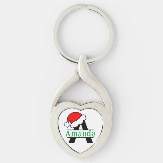 Custom Monogram Christmas Personalisiert Mit Monog Schlüsselanhänger (Vorderseite)