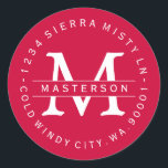 Custom Monogram Christmas Return Address Label II Runder Aufkleber<br><div class="desc">Passen Sie Ihre Monogram an. Circular Type on round Return Address Label. Der gesamte Text ist anpassbar. Bitte kontaktieren Sie mich bei Fragen oder speziellen Anfragen.</div>