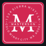 Custom Monogram Christmas Rücksendeadresse Quadratischer Aufkleber<br><div class="desc">Passen Sie Ihre Monogram an. Circular Type auf dem Etikett der abgerundeten quadratischen Rücksendeadresse. Der gesamte Text ist anpassbar. Bitte kontaktieren Sie mich bei Fragen oder speziellen Anfragen. Die Hintergrundfarbe "Rahmen" ist anpassbar, um dem Monogramm zu entsprechen. Klicken Sie auf "Anpassen" und verwenden Sie die Uhren auf der rechten Seite,...</div>