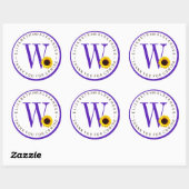 Custom Monogram Circle Sunflower Vielen Dank Runder Aufkleber (Blatt)