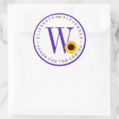 Custom Monogram Circle Sunflower Vielen Dank Runder Aufkleber (Tasche)