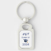 Custom Monogram Class of 2024 Blue and White Schlüsselanhänger (Vorderseite)