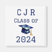 Custom Monogram Class of 2024 Blue & White Magnet (Vorne)