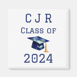Custom Monogram Class of 2024 Blue & White Magnet