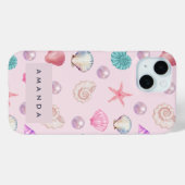 Custom Monogram Coastal Seashell Pearl Ocean Gesch Case-Mate iPhone Hülle (Rückseite (Horizontal))