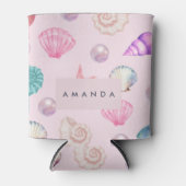 Custom Monogram Coastal Seashell Pearl Ocean Gesch Dosenkühler (Vorderseite)